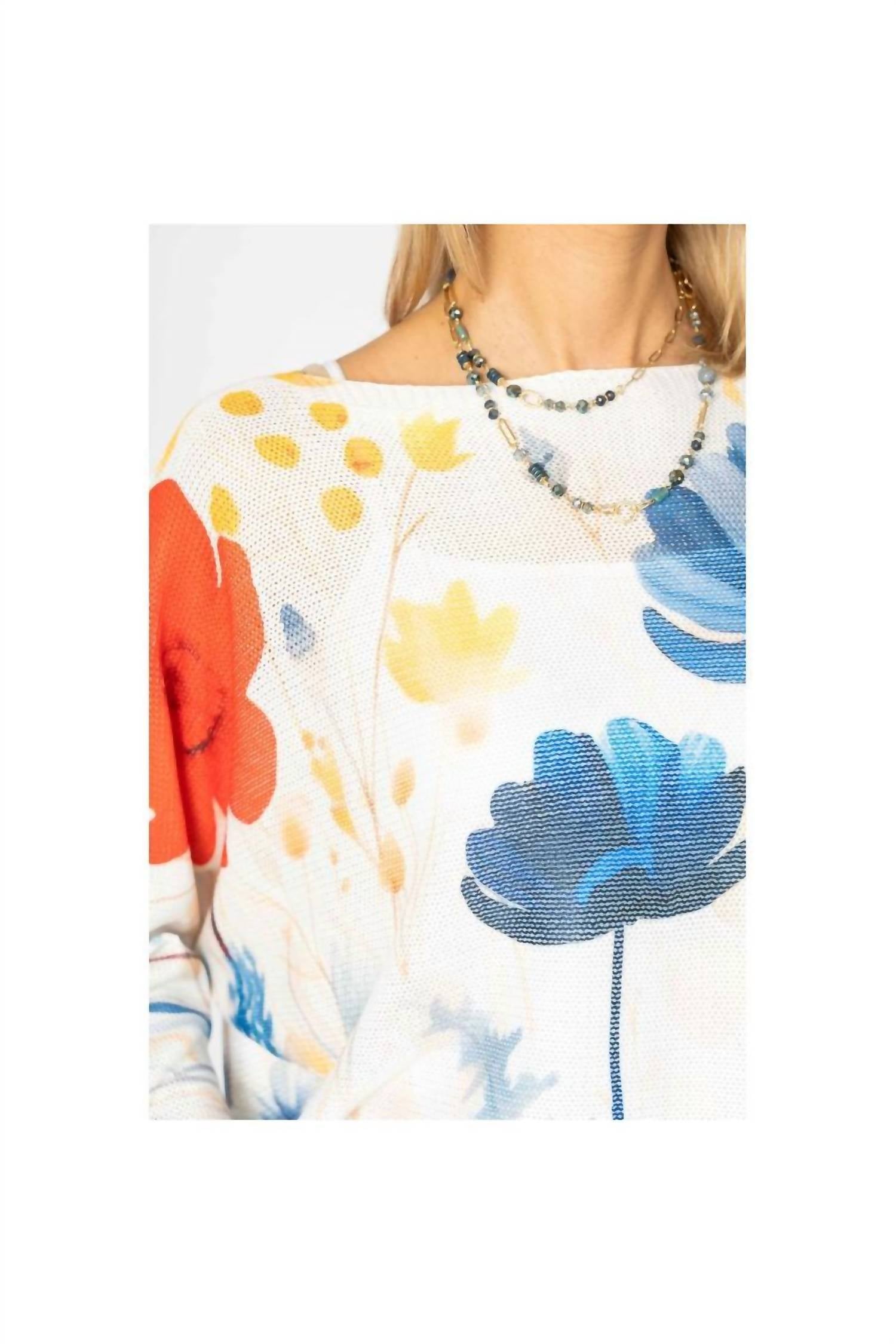 Look Mode Usa - Italian Floral Batwing Sweater