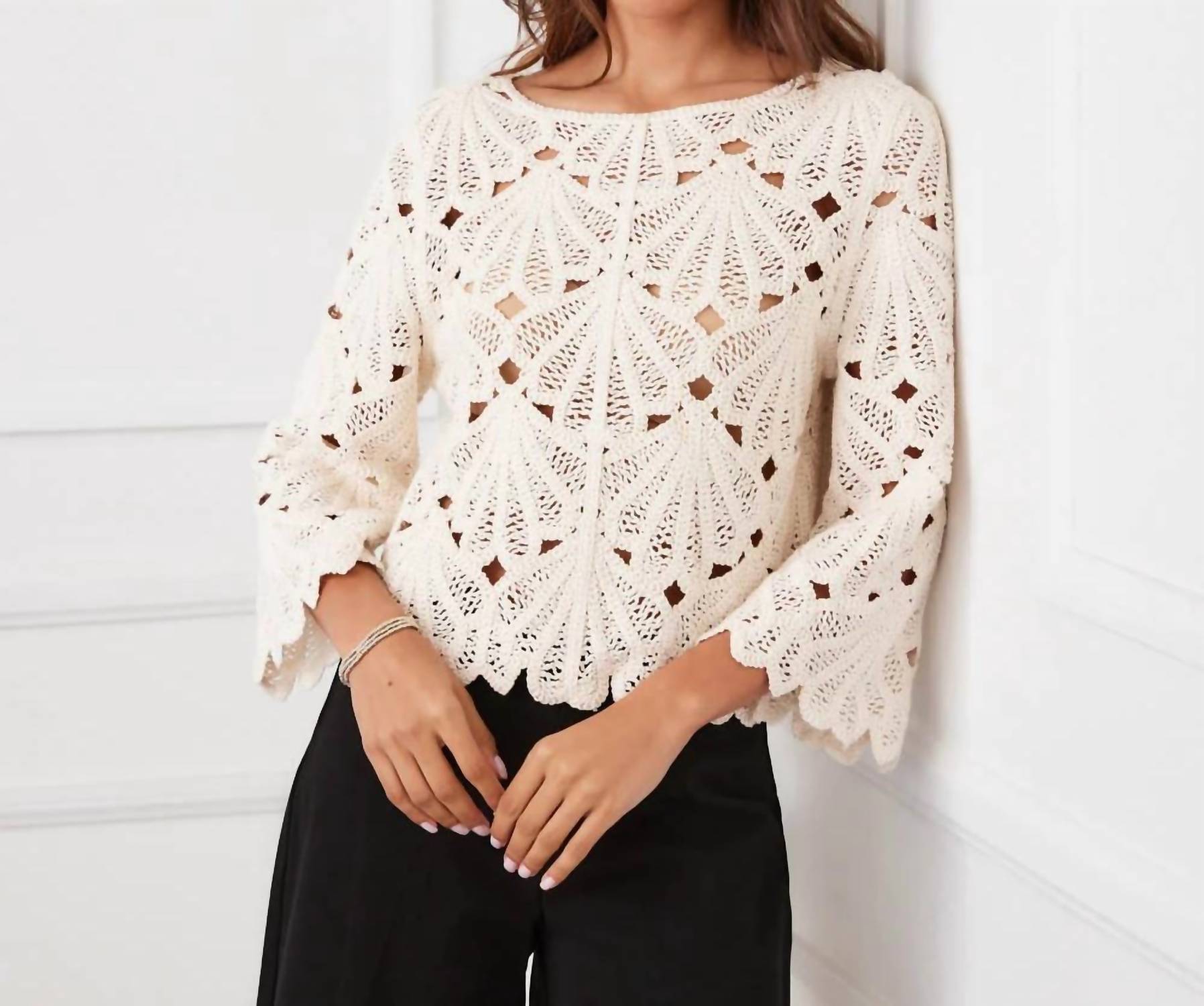 Karen Kane - Flare Sleeve Crochet Top