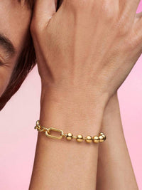 Pandora ME Metal Bead & Link Chain Bracelet in gold - women's jewelry - detail view