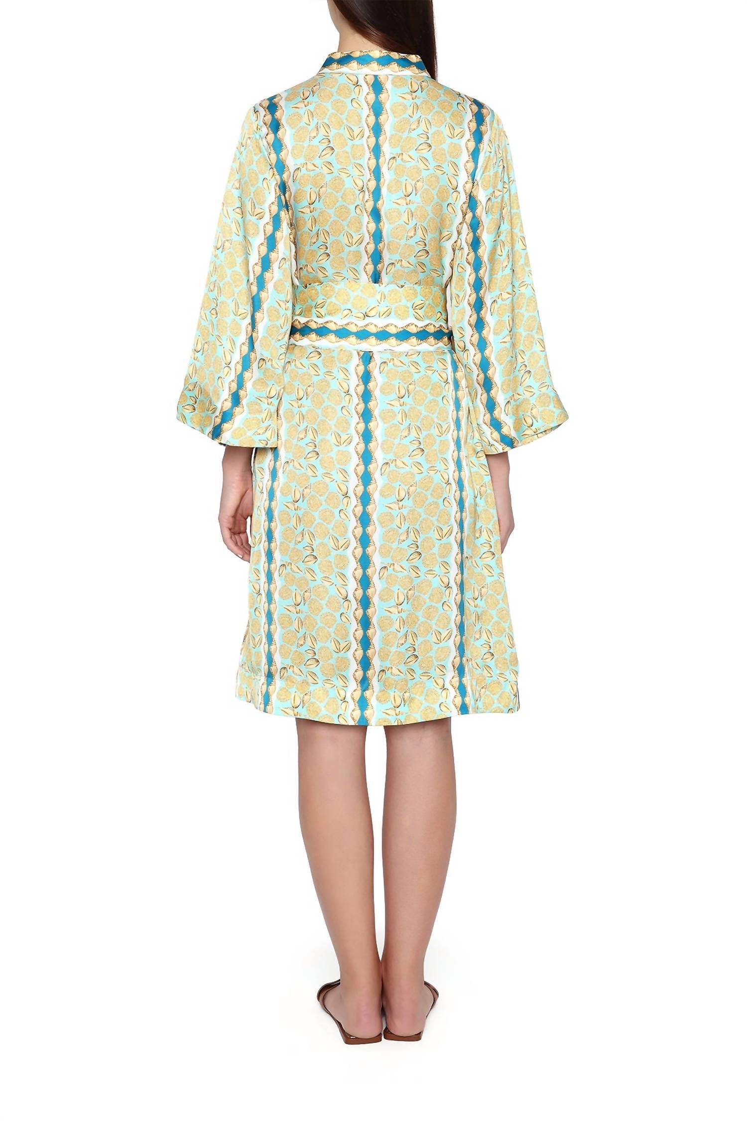 Verandah - Kimono Silk Shirt Midi Dress