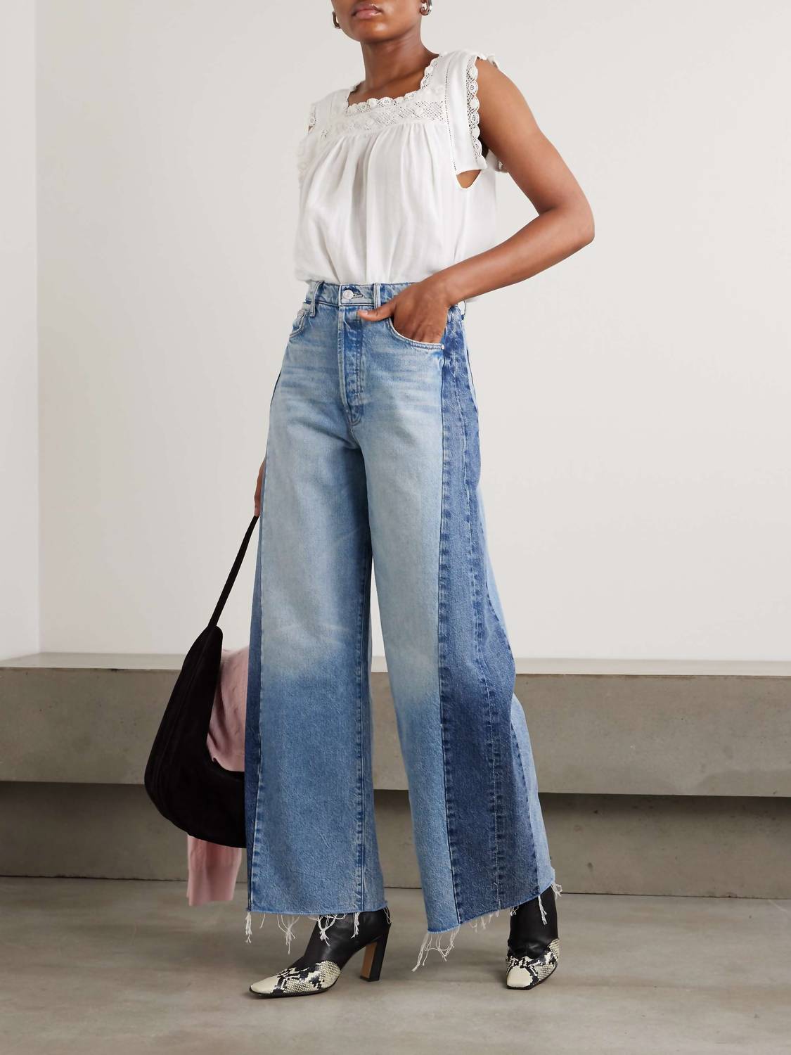 Mother - Pipe Dream Button Sneak Fray Jeans