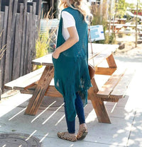 Grace And Lace - Pointelle Duster Flip Cardigan