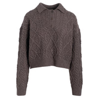 NAADAM Women's Ultra Luxe Cashmino Cable Polo in cacao - women's sweater