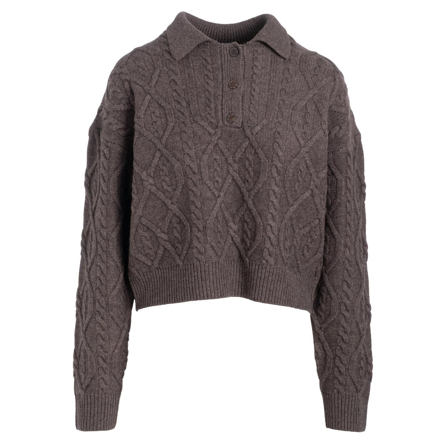 NAADAM Women's Ultra Luxe Cashmino Cable Polo in cacao - women's sweater