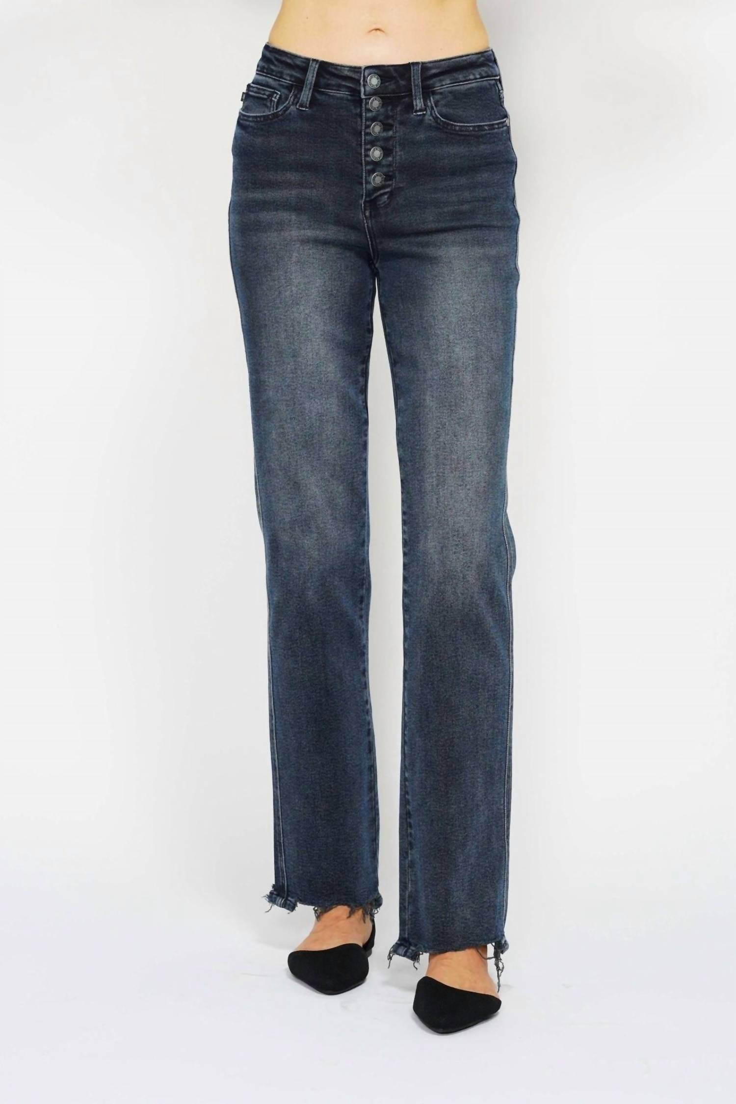 Judy Blue - Button Fly Straight Leg Jeans