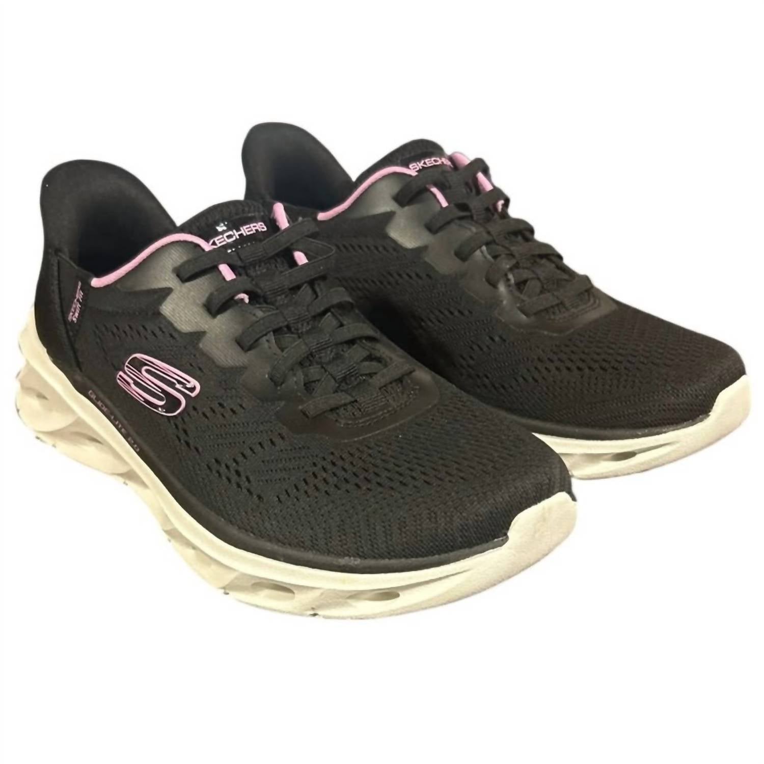 Skechers Women's Mesh Hands Free Swift Fit Shoes in black and pink - women's shoe