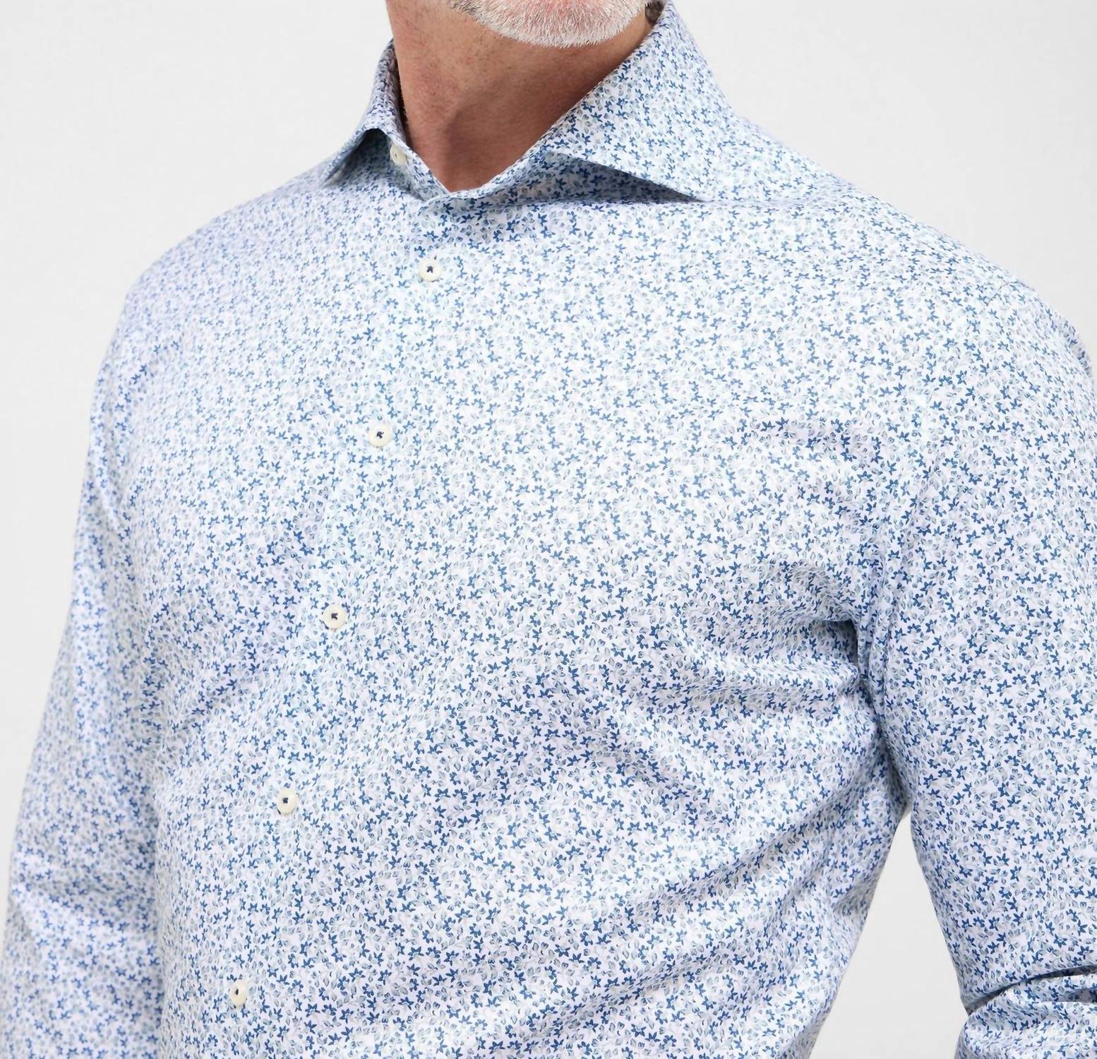 Eterna - Floral Print Modern Fit Cutaway Collar Shirt