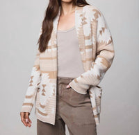 Splendid Cierra Knit Cardigan in burnt orange aztec - women's cardigan
