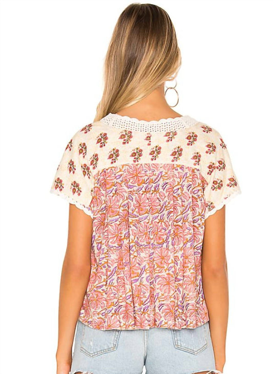 Free People - Leilani Floral Print Peasant Crochet Boho Blouse