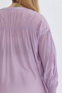 Entro - Sara Curve Pleated Detail Button Up Blouse