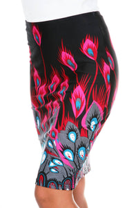 White Mark - Feather Print Pencil Skirt