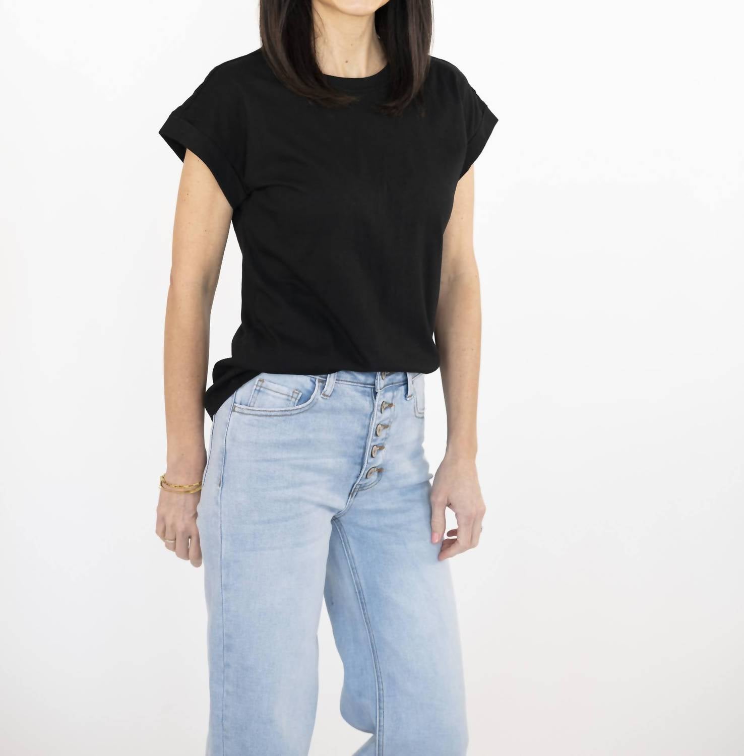 Zenana - Lila Cap Cuffed Sleeve Tee
