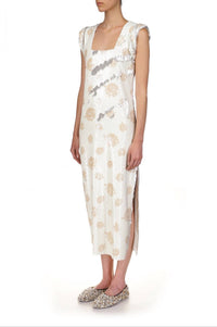 Marina Moscone - Floral Print Slit Sheath Dress