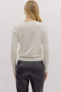 Entro - Solid Button Detail Cuff Long Sleeve Top