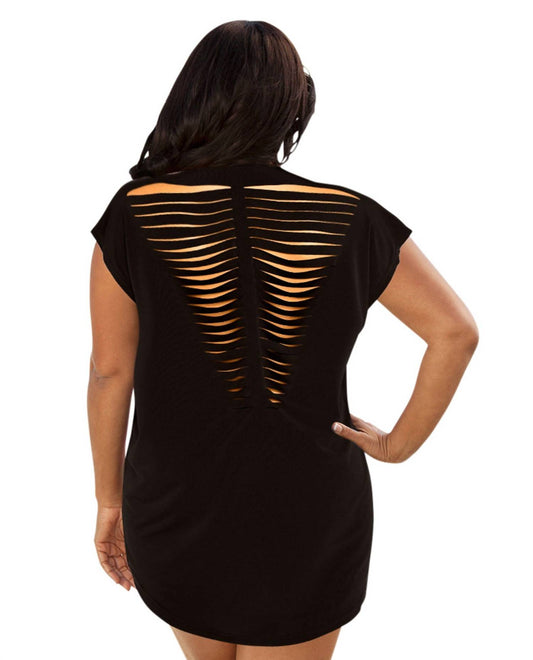 Always For Me - Plus Size Jersey Cut Out Cover Up Dress