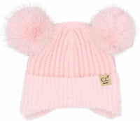 C.C Beanie - Baby Double Fur Pom Beanie