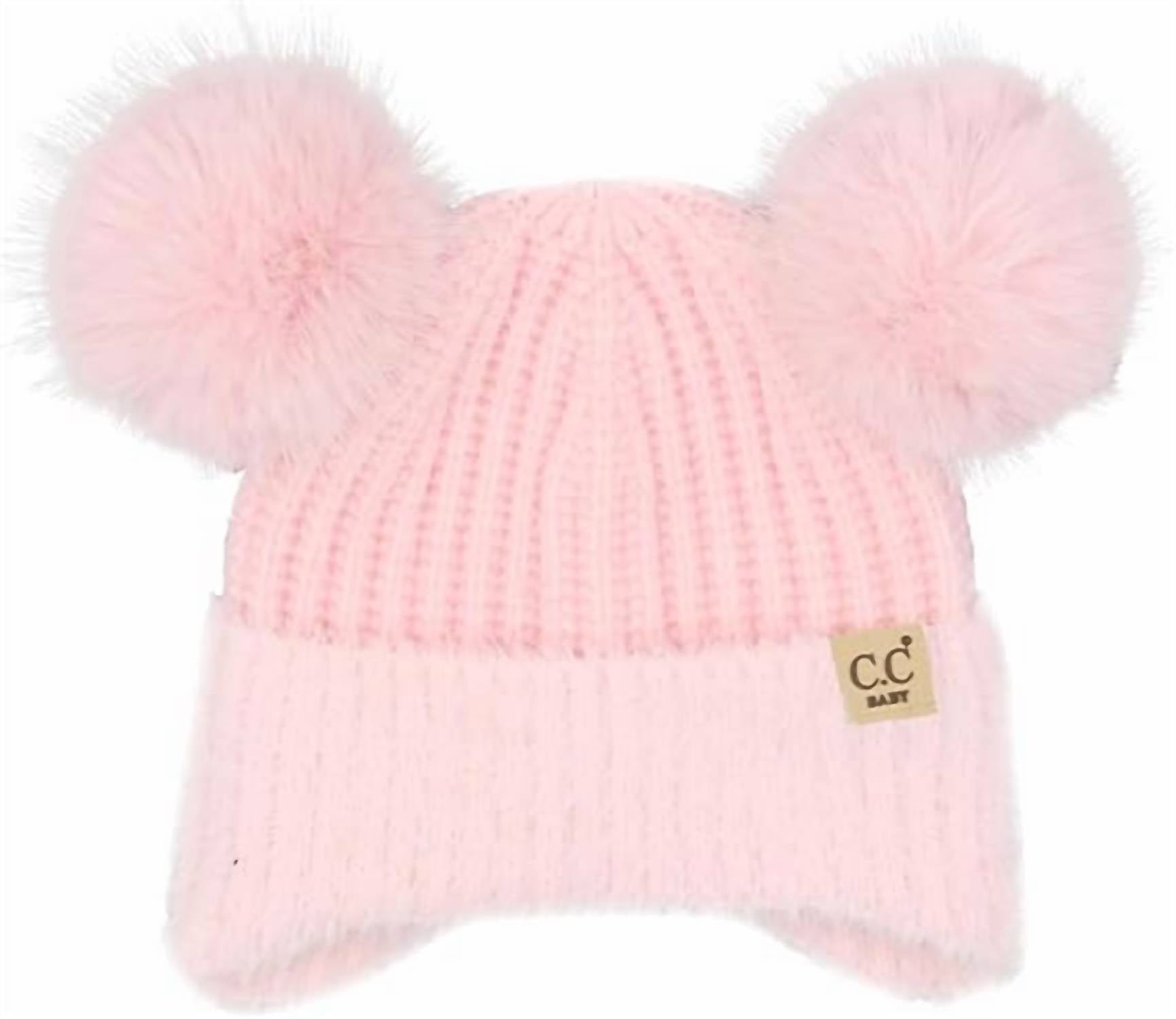 C.C Beanie - Baby Double Fur Pom Beanie