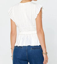 Current Air - Pleated Peplum V-Neck Blouse