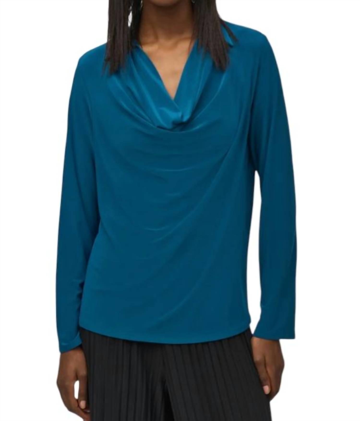 Joseph Ribkoff Silky Knit Cowl Neck Top in twilight - women's blouse