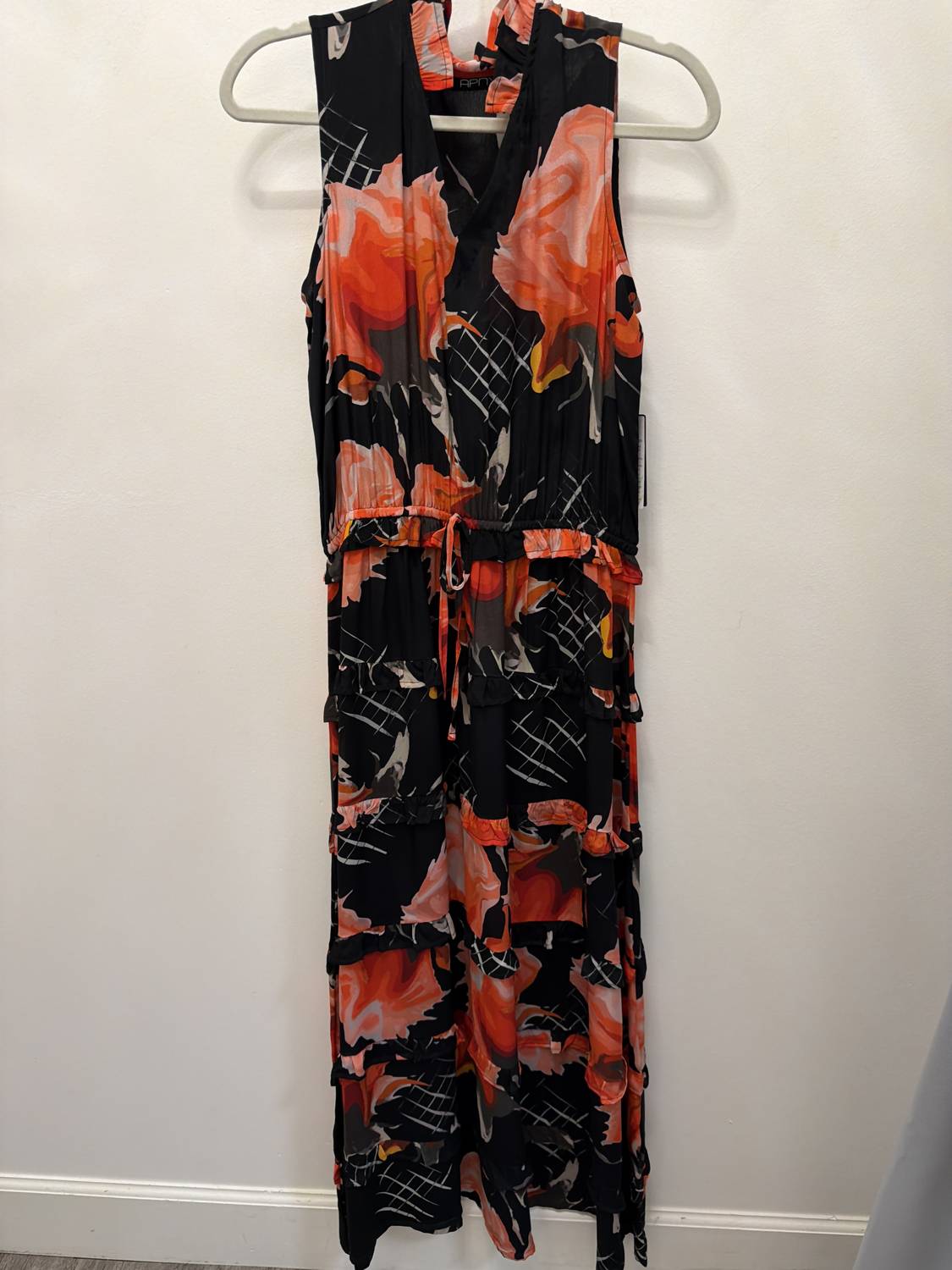 APNY Tiered Maxi Dress in abstract rouge - women's dress - view 5