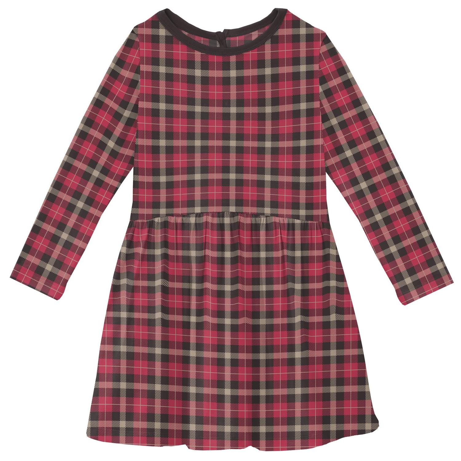 Kickee - Girls' Bamboo Print Long Sleeve Twirl Dress