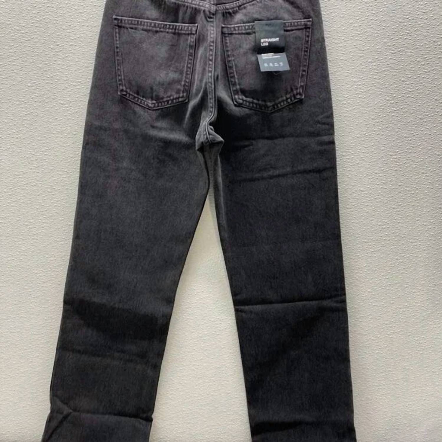Massimo Dutti Women’s High-rise Straight Leg Jeans in black - women's jeans - detail view