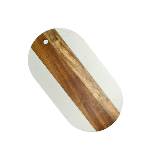 Creative Gifts International - Marble and Acacia Wood Oval Board