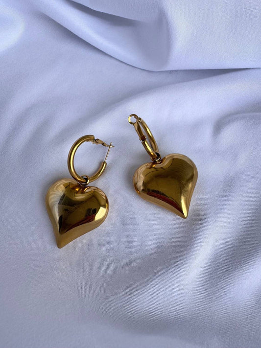 Chansuttpearls - Women's Oversized Bubble Heart Earrings
