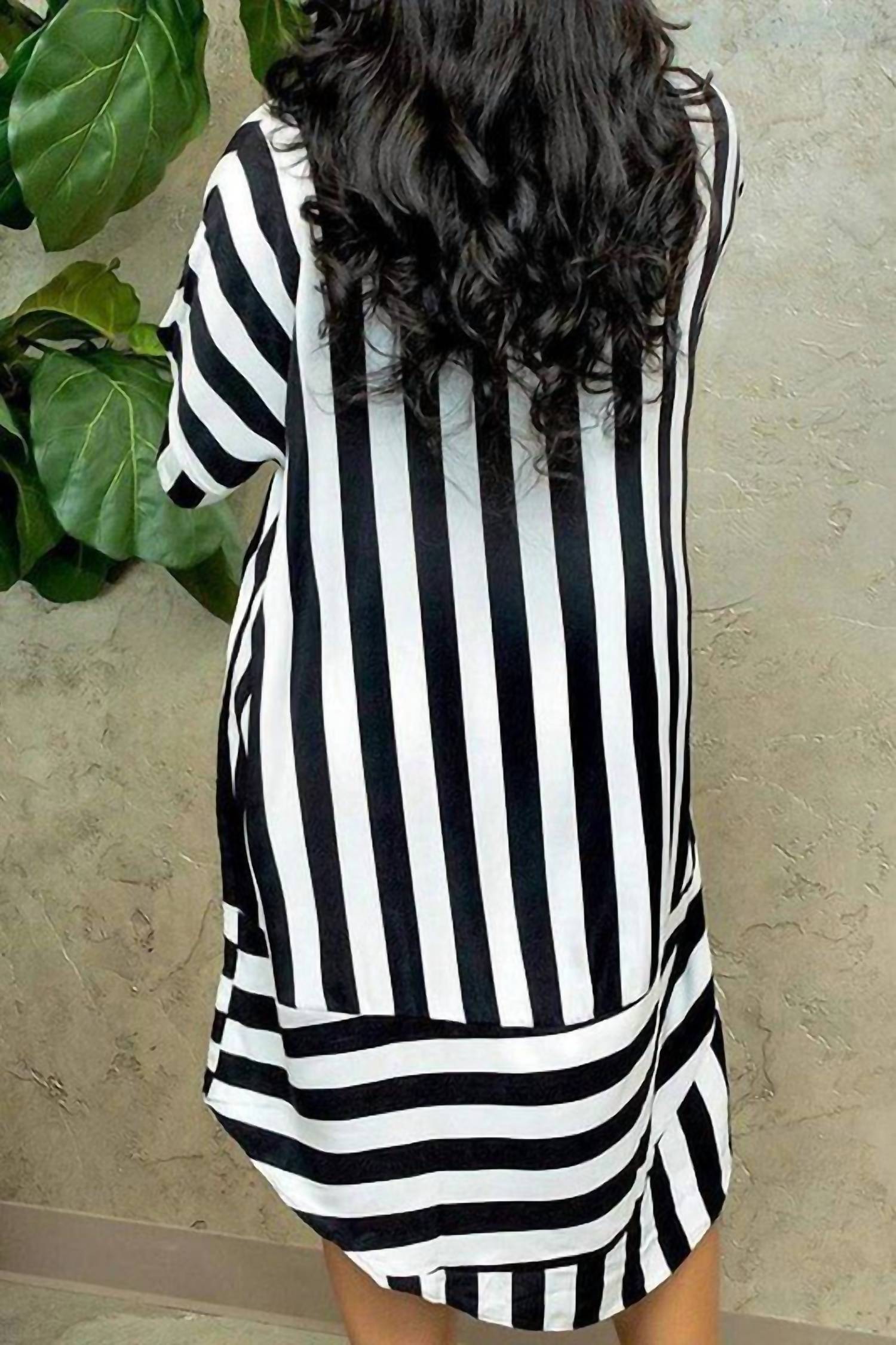 Fashion Nova - Zelda Striped Shirt Midi Dress