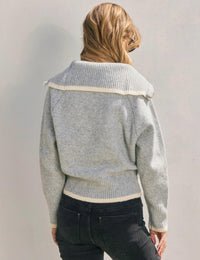 Dress Forum - Zip Up Sweater With Contrast Trim