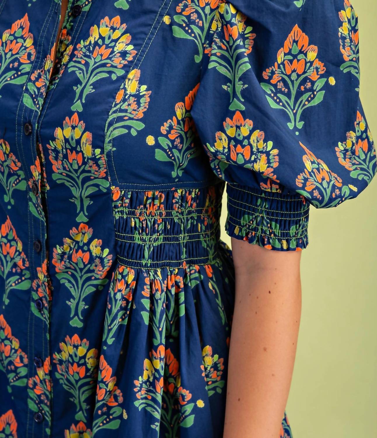 Gigio - Floral Puff Sleeve Midi Dress