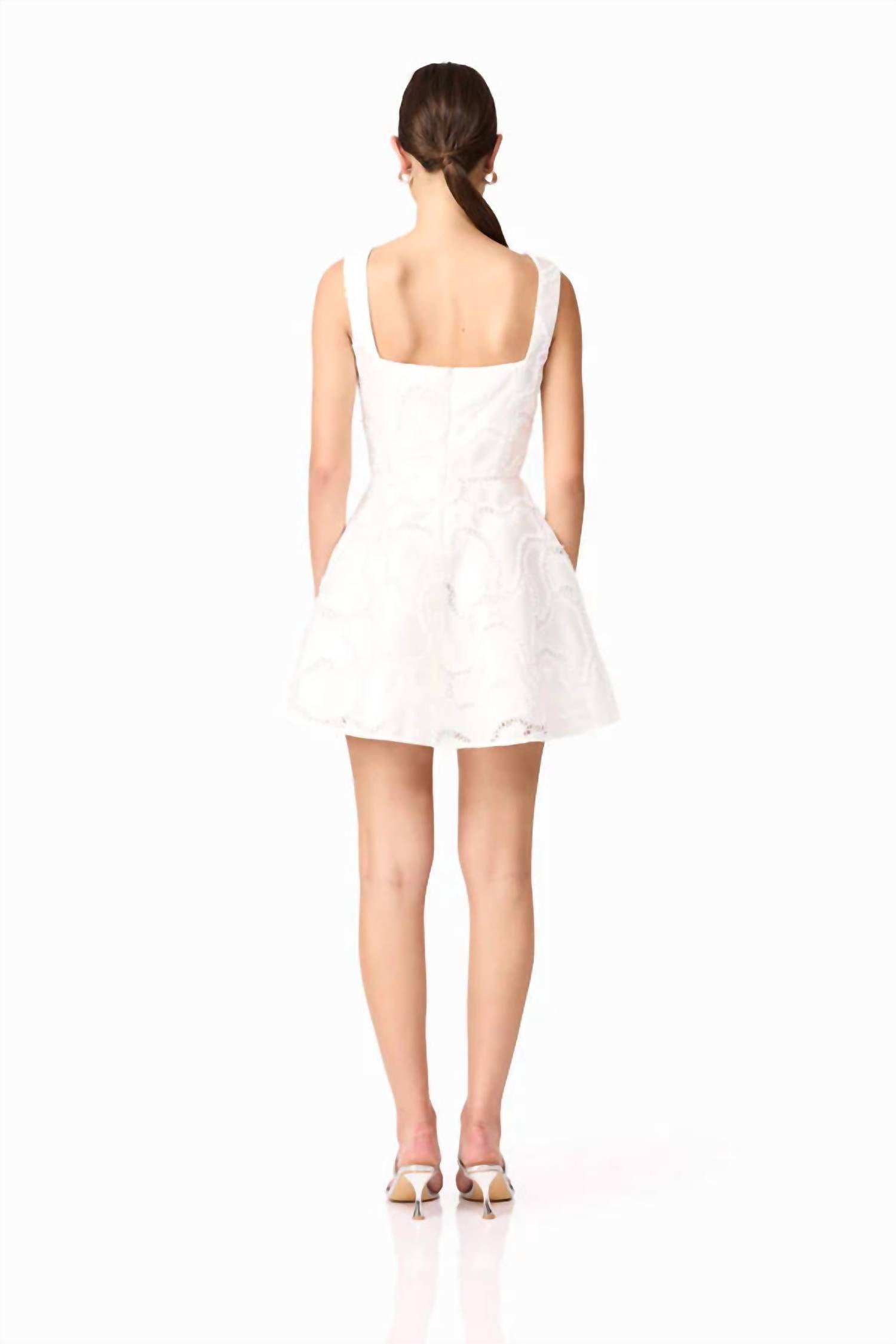 ELLIATT Elara Beaded Mini Dress in white - women's dress - alternate view