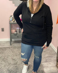 Michelle Mae - Classic Black Half Zip Hoodie