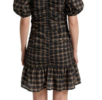Ganni - Plaid Seersucker Mini Dress