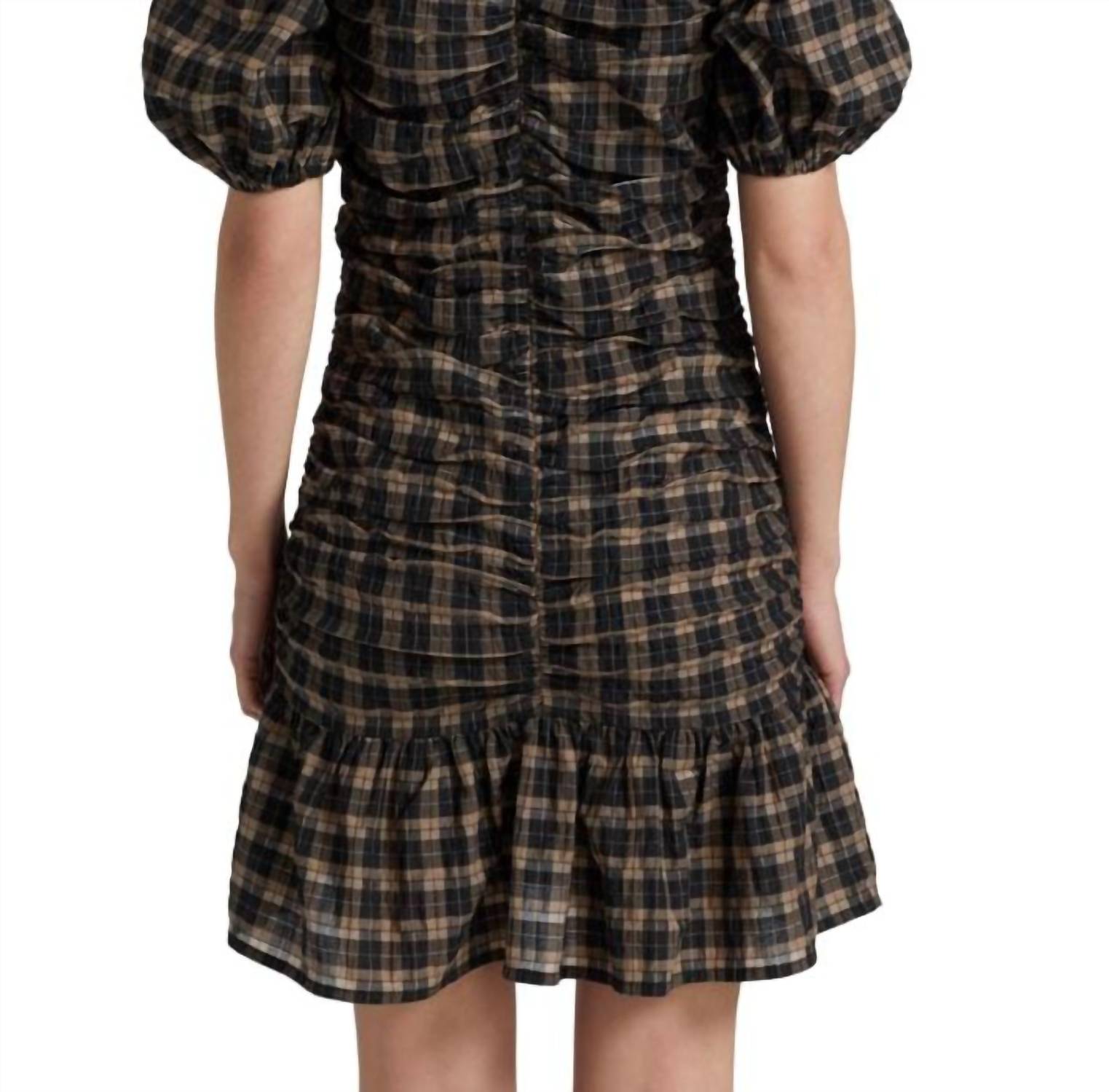Ganni - Plaid Seersucker Mini Dress