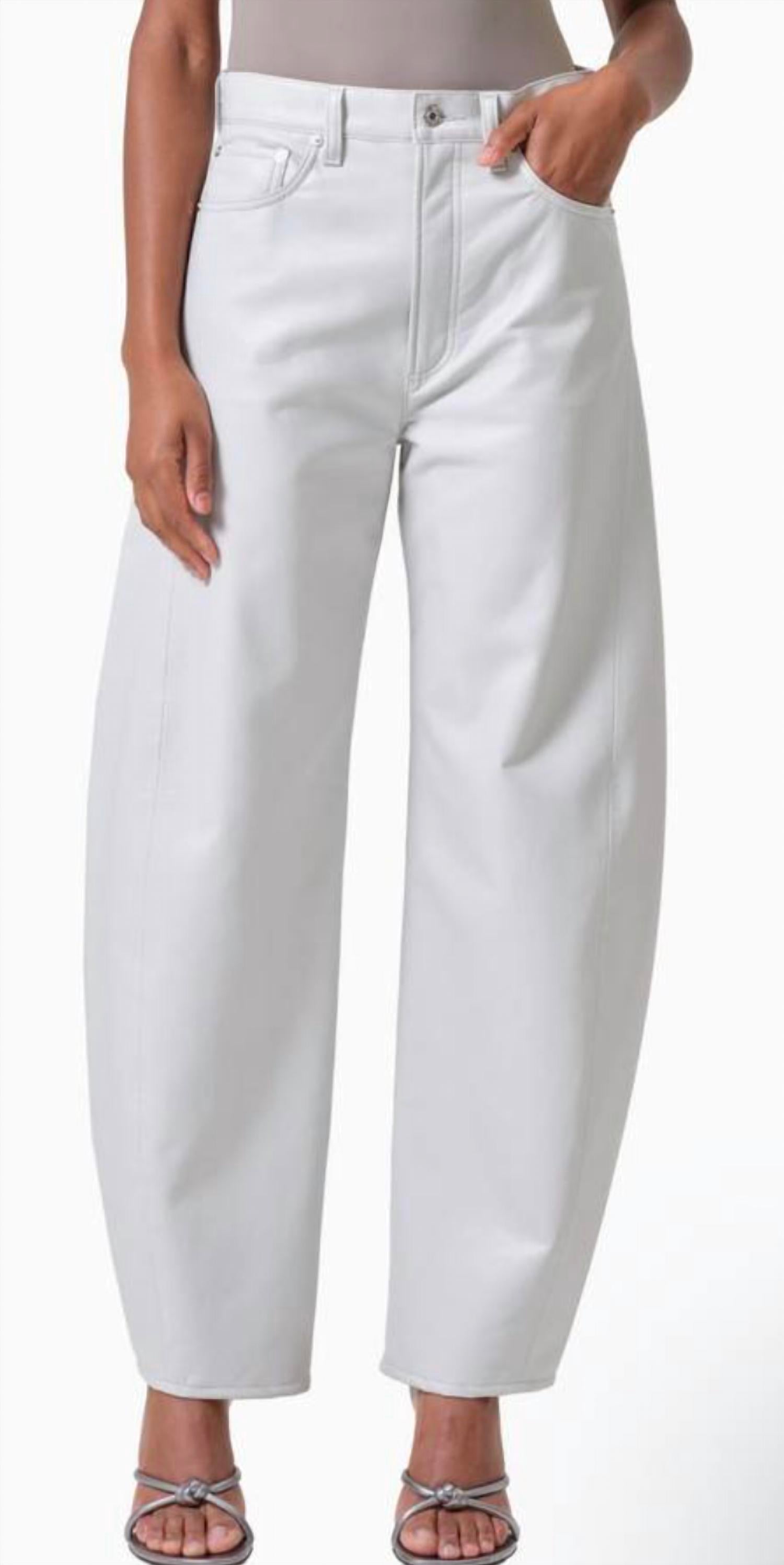 Agolde - Luna High Waist Barrel Leg Leather Blend Pants