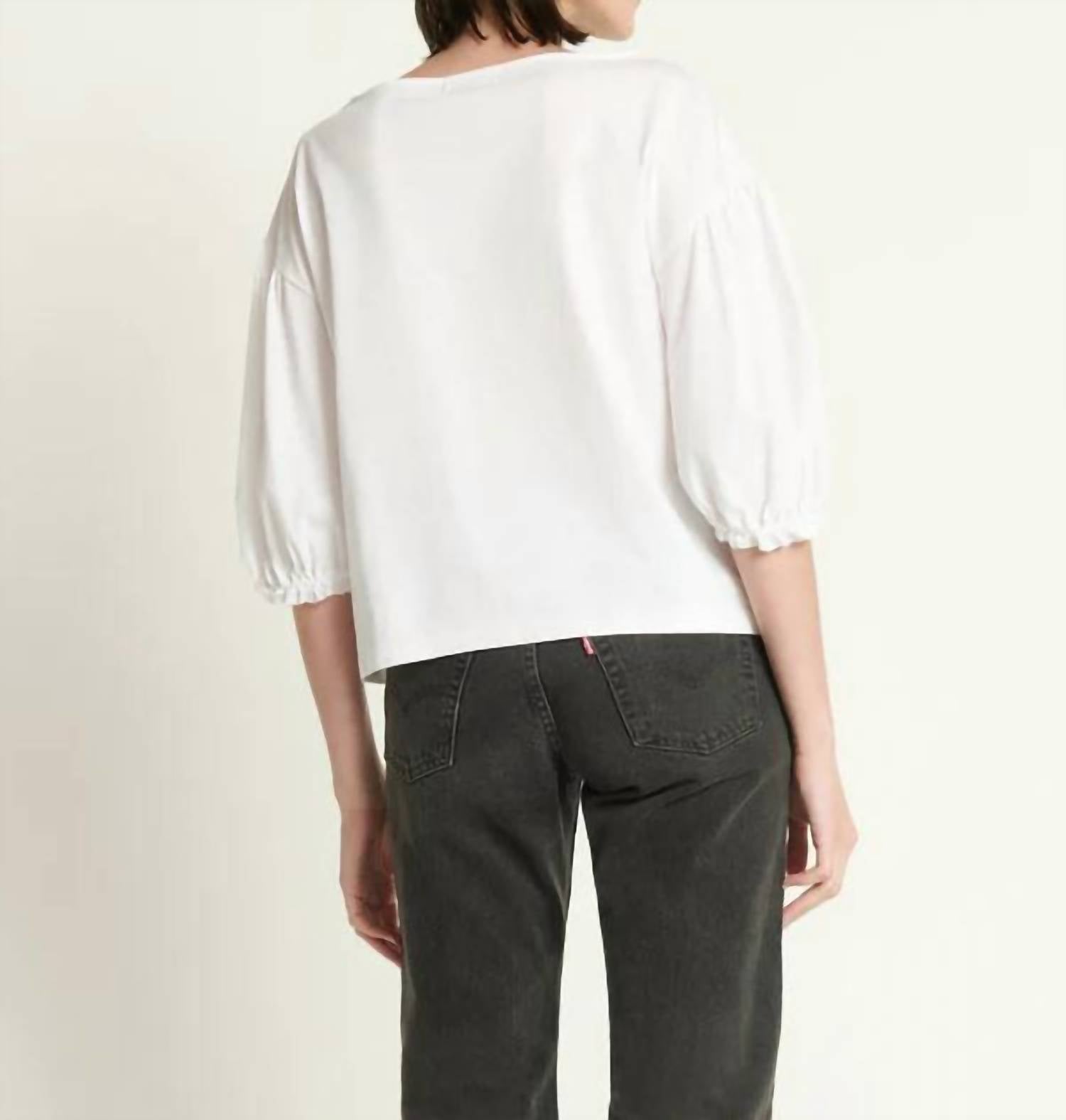 Nation LTD Women's Sandra Boatneck Top in white - women's shirt - detail view