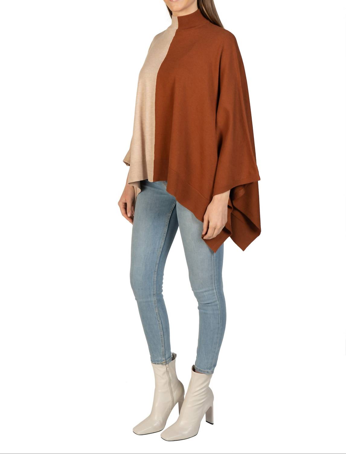 Love Token - Two-toned Mock Neck Poncho
