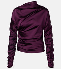 Ganni - Stretch Satin Ruched Top