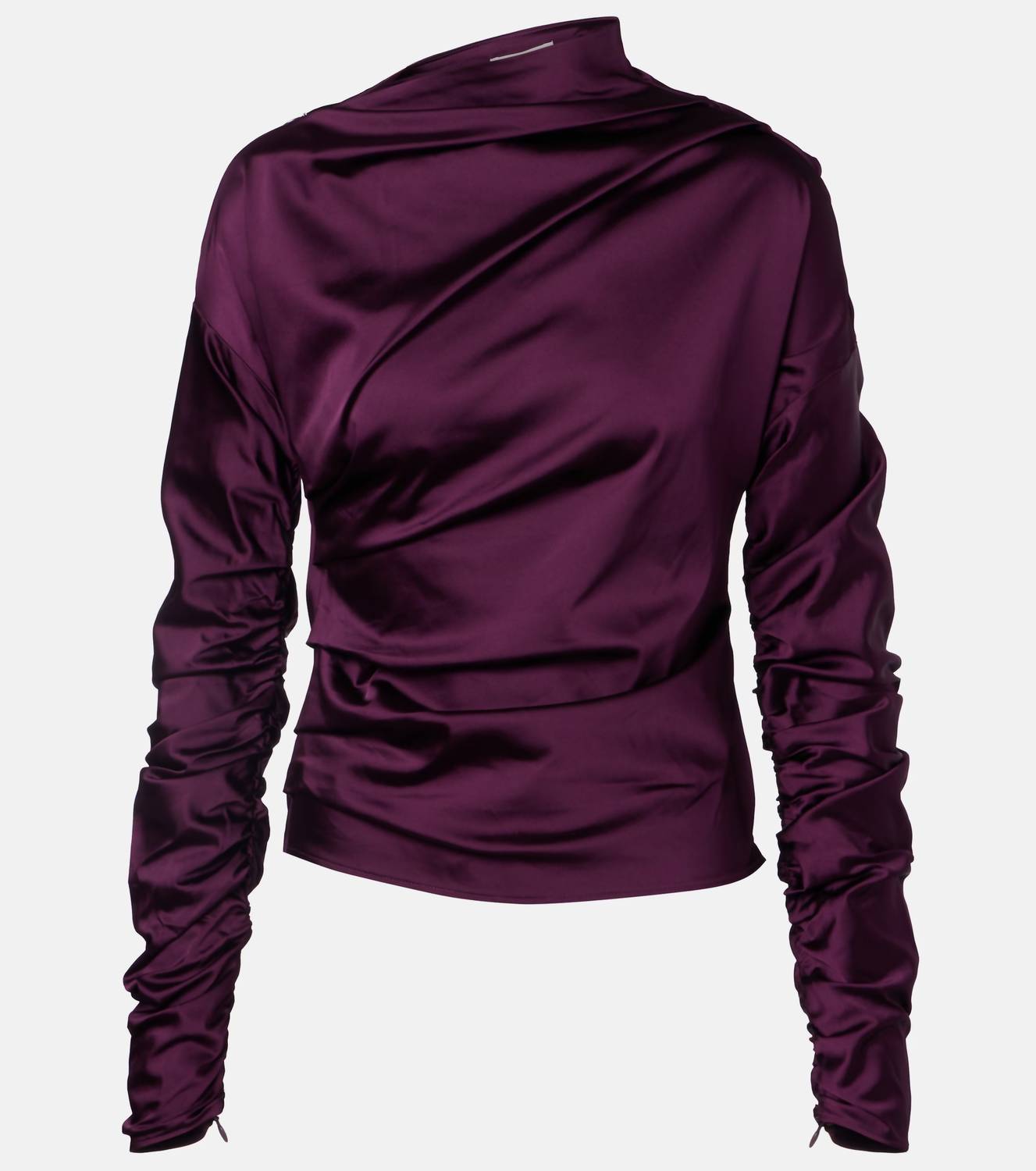 Ganni - Stretch Satin Ruched Top