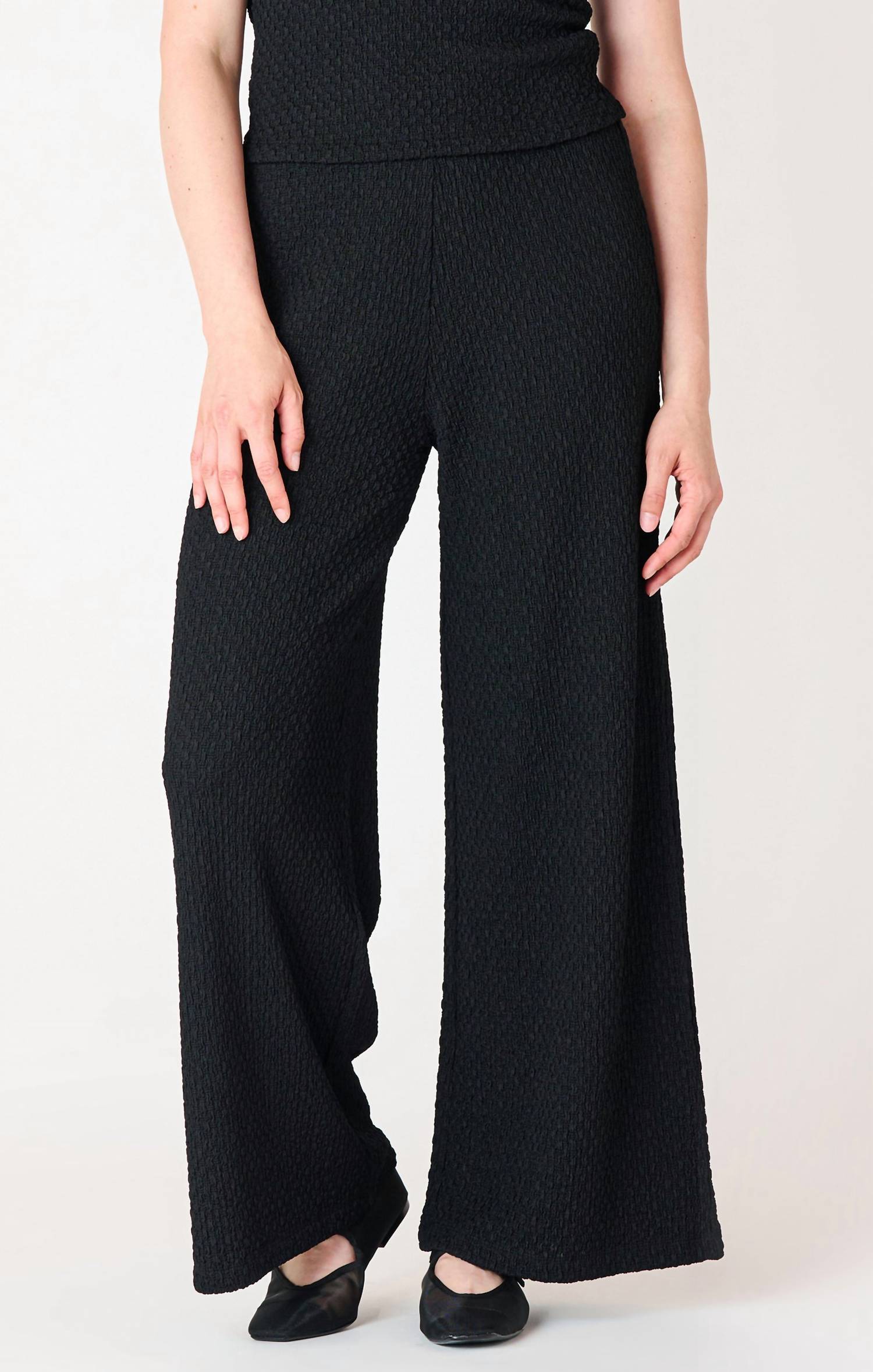 Dex Textured Wide Leg Pant in black - women's pants