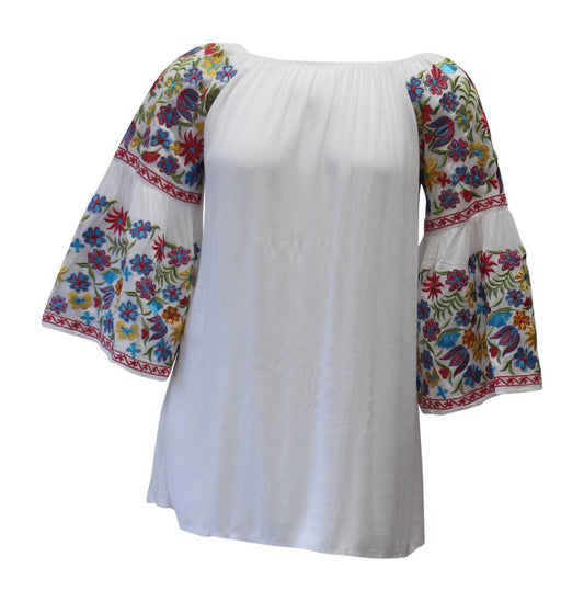 Velzera - Women's Floral Embroidered Off The Shoulder Dress