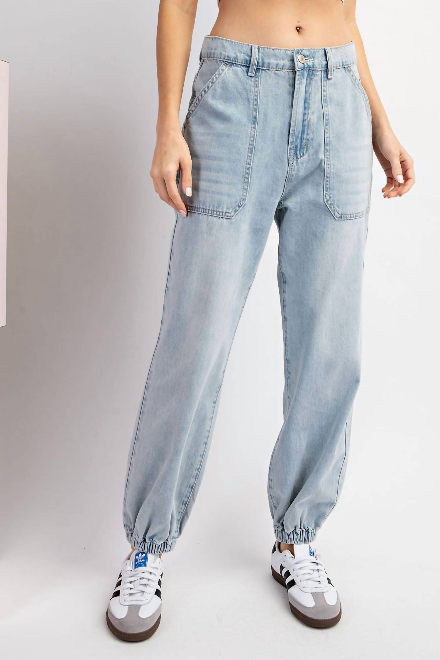 Ee:Some - Keep It Cool High Waisted Denim Joggers