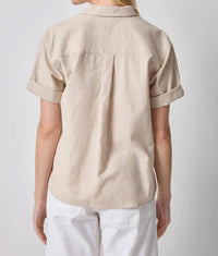 Lilla P - Linen Blend Boyfriend Button Down Shirt