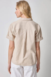 Lilla P - Linen Blend Boyfriend Button Down Shirt