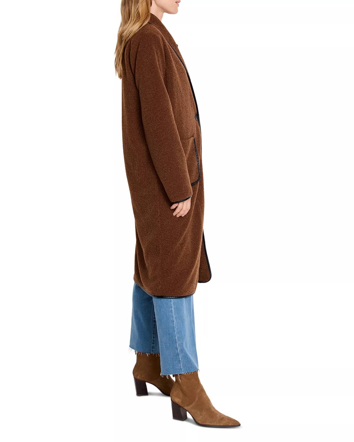 Nic + Zoe - Trimmed Teddy Single Button Closure Coat