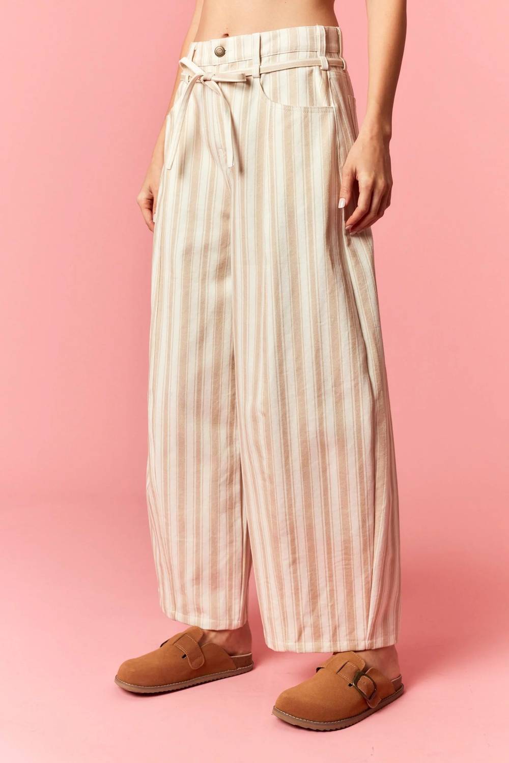 Peach Love - Rhodes Stripe Barrel Pants