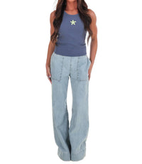 Bailey Rose - Women's Starfish Embroidery Ribbed Tank Top
