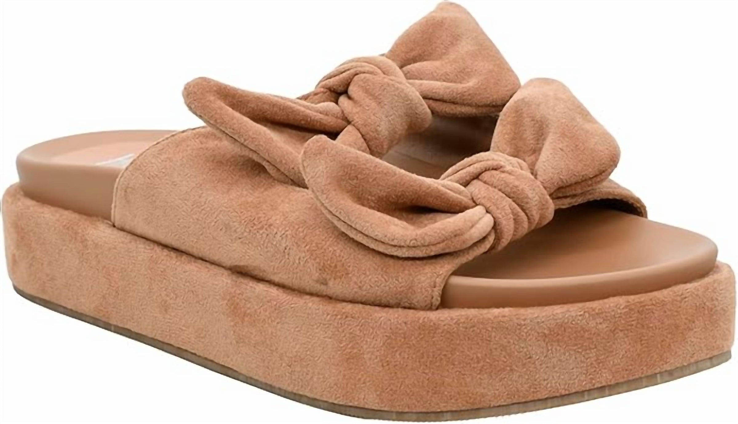 Corkys Footwear Women Lil Bit Knotty Sandal in camel faux suede - women's sandal