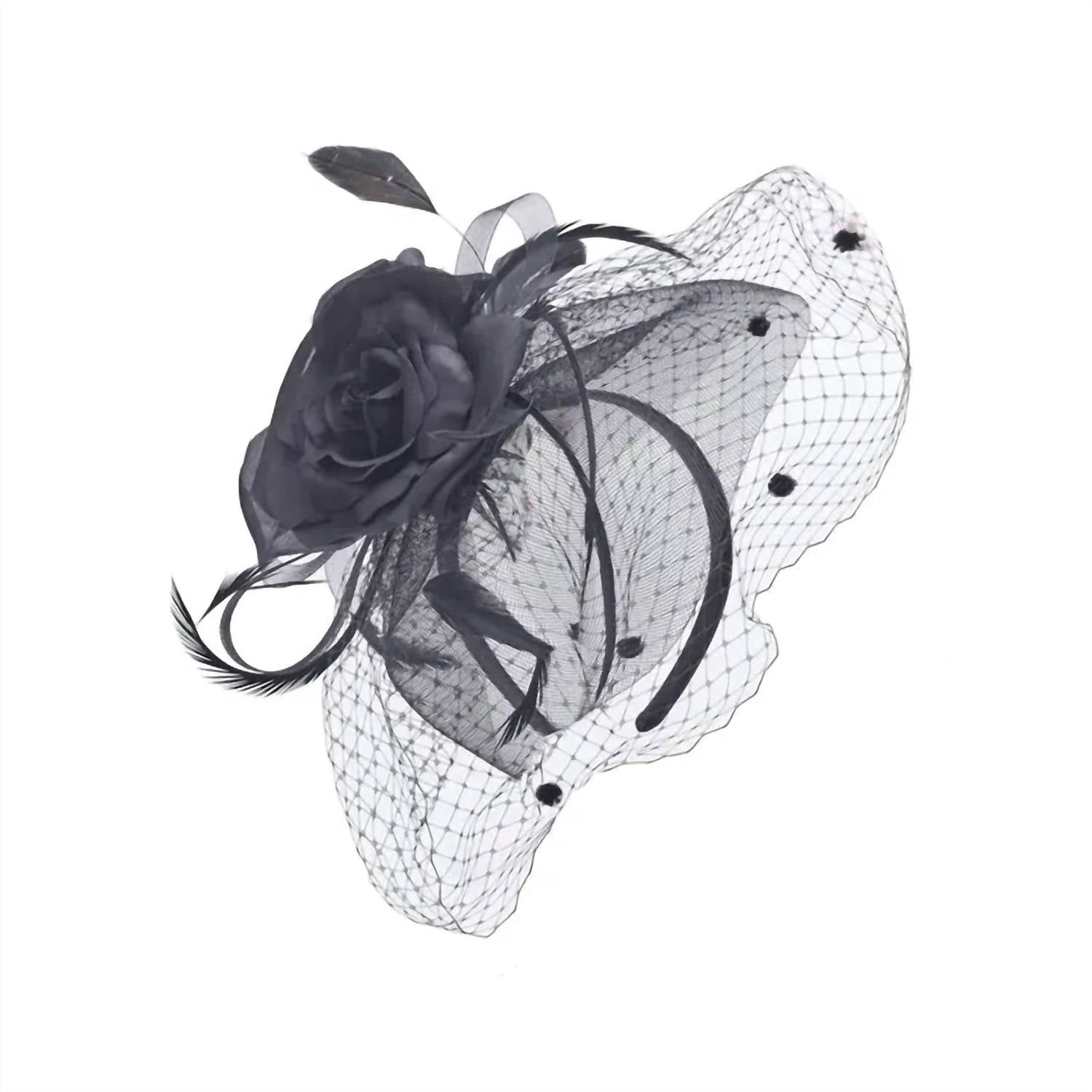 The Toucan Hat Company Women's Silk Rose Fascinator Hat in black - women's hat
